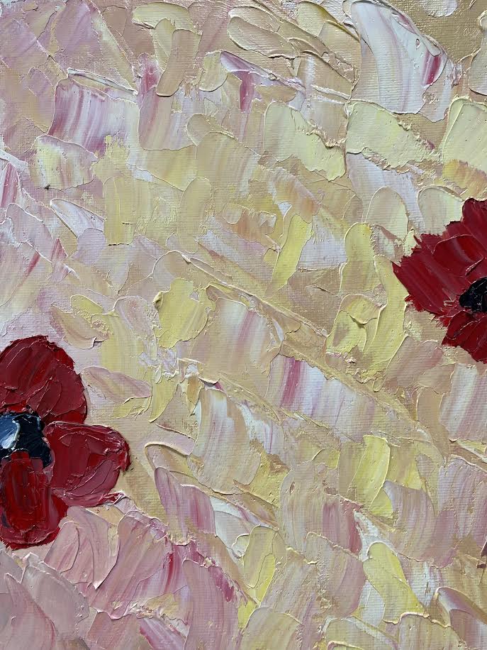 Original Abstract Oil Painting On Canvas Poppy Grace Textured impasto ...