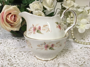 Duchess, "Glen 316" pattern, pink flowers, Creamer and Sugar Bowl c.1960s