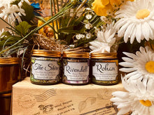 Load image into Gallery viewer, The Shire Candle, The Fellowship Collection, Rivendell Candle and Rohan Candle 3 Large Candles Bookish Candles, Tolkien Candles, Pure Soy Wax Candle