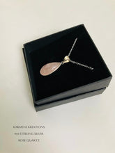 Load image into Gallery viewer, Rose Quartz Sterling Silver Pendant, 925 Sterling Silver Chain.