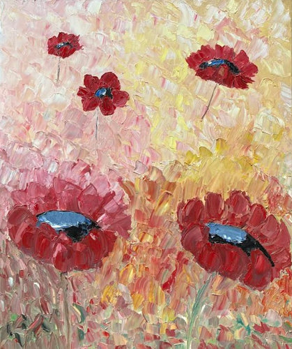 Original Abstract Oil Painting On Canvas Poppy Grace Textured impasto art