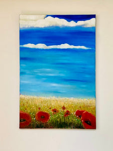 Original Abstract Oil Painting On Canvas Poppy Fields Textured art Impasto Poppy Fields by Karmen