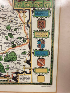 Rare Surrey Described and Divided into Hundreds John Speed Map c1610 British Museum, JJ Cash Ltd