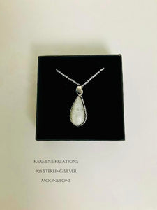 Moonstone Pendant with  925 sterling silver chain