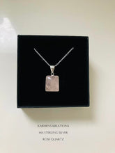 Load image into Gallery viewer, Rose Quartz Gemstone Sterling Silver Pendant, 925 Sterling Silver Chain.