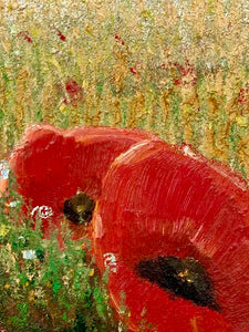 Original Abstract Oil Painting On Canvas Poppy Fields Textured art Impasto Poppy Fields by Karmen