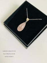 Load image into Gallery viewer, Rose Quartz Sterling Silver Pendant, 925 Sterling Silver Chain.