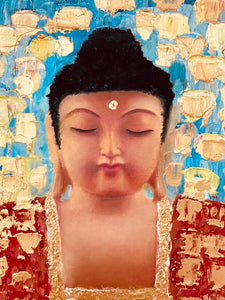 Original Abstract Oil Painting On Canvas Budhha Textured art Impasto Buddha Bliss