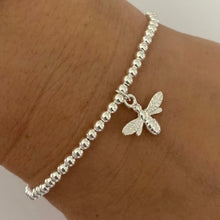 Load image into Gallery viewer, Bumble Bee Bracelet, Sterling Silver Bead Bracelet. Large  925 sterling silver
