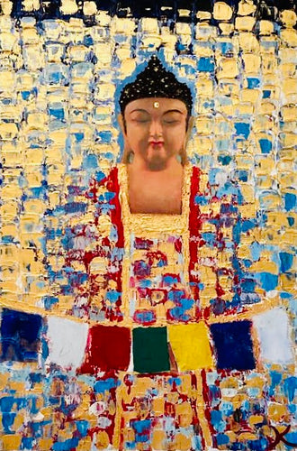 Original Abstract Oil Painting On Canvas Budhha Textured art Impasto Buddha
