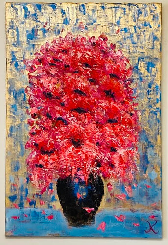Original Abstract Oil Painting On Canvas Flower Power Textured art Impasto
