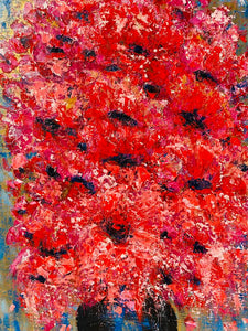 Original Abstract Oil Painting On Canvas Flower Power Textured art Impasto