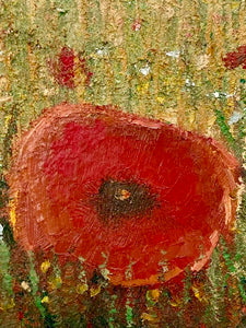 Original Abstract Oil Painting On Canvas Poppy Fields Textured art Impasto Poppy Fields by Karmen