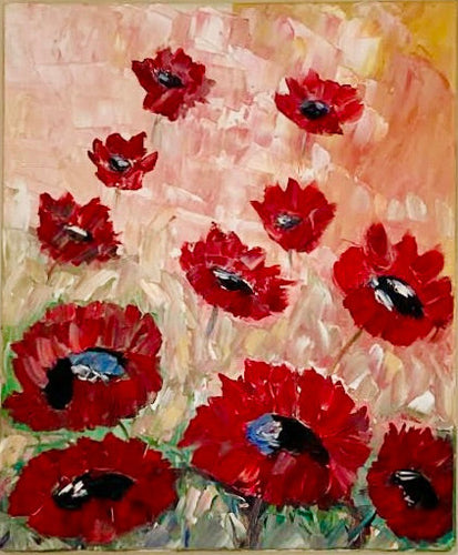 Original Abstract Oil Painting On Canvas Poppy Heaven Textured art impasto