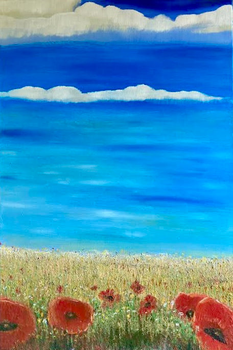 Original Abstract Oil Painting On Canvas Poppy Fields Textured art Impasto Poppy Fields by Karmen