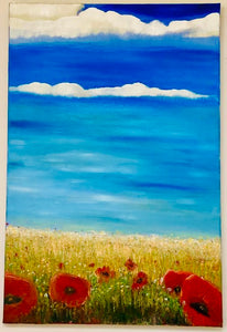 Original Abstract Oil Painting On Canvas Poppy Fields Textured art Impasto Poppy Fields by Karmen