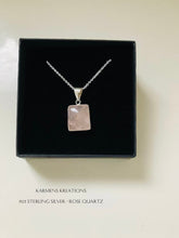 Load image into Gallery viewer, Rose Quartz Gemstone Sterling Silver Pendant, 925 Sterling Silver Chain.