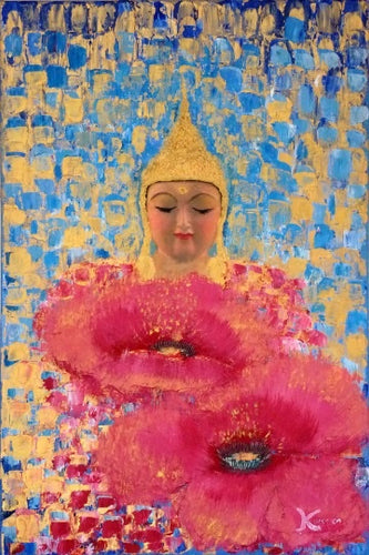 Original Abstract Oil Painting On Canvas Budhha Textured art Impasto Buddha Peace