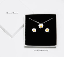 Load image into Gallery viewer, Daisy Necklace, Daisy Earrings gift set 925 Sterling Silver