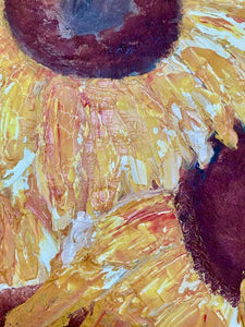 Original Abstract Oil Painting On Canvas Sunflowers Textured art impasto