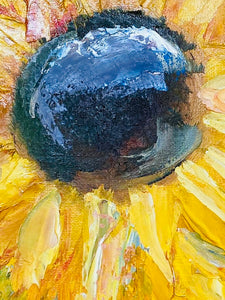 Abstract Original Oil Painting On canvas Textured art Sunflower Bliss impasto