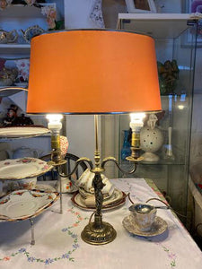 Antique French Bouillotte Table Lamp with neoclassical figure
