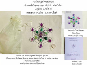 Metatron's Cube crystal grid set with Linen Cloth and related materials
