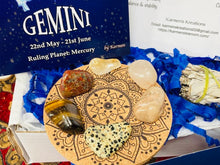 Load image into Gallery viewer, Astrology-themed product with stones and a card labeled &#39;Gemini&#39; by Karmen.