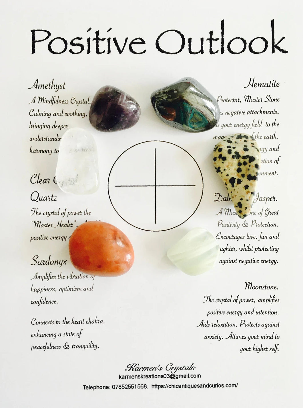 Crystals for Positive Mind.  Crystal Grid set