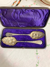 Load image into Gallery viewer, Antique Cased Pair Victorian Silver Plated Berry Serving Spoons, Circa 1890
