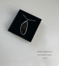 Load image into Gallery viewer, Large agate pendant with  925 sterling silver chain