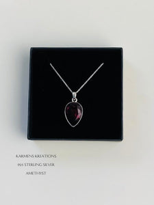 Amethyst Necklace, 925 Sterling Silver Chain