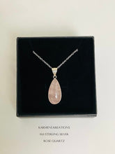 Load image into Gallery viewer, Rose Quartz Sterling Silver Pendant, 925 Sterling Silver Chain.