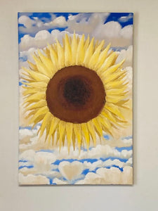Original Abstract Oil Painting On Canvas Sunflower Heaven Textured Impasto