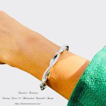 Load image into Gallery viewer, 925 Sterling Silver Hammered Bangle Adjustable