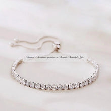 Load image into Gallery viewer, 925 Sterling Silver Tennis Bracelet Adjustable Slider Bracelet