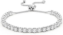 Load image into Gallery viewer, 925 Sterling Silver Tennis Bracelet Adjustable Slider Bracelet