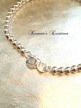 Load image into Gallery viewer, 925 Sterling Silver Birthstone Heart Charm Bracelet, Hallmarked