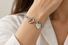 Load image into Gallery viewer, Sterling Silver Heart Toggle Bracelet hallmarked