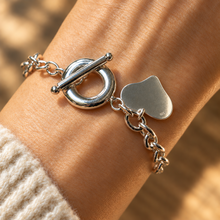 Load image into Gallery viewer, Sterling Silver Heart Toggle Bracelet hallmarked