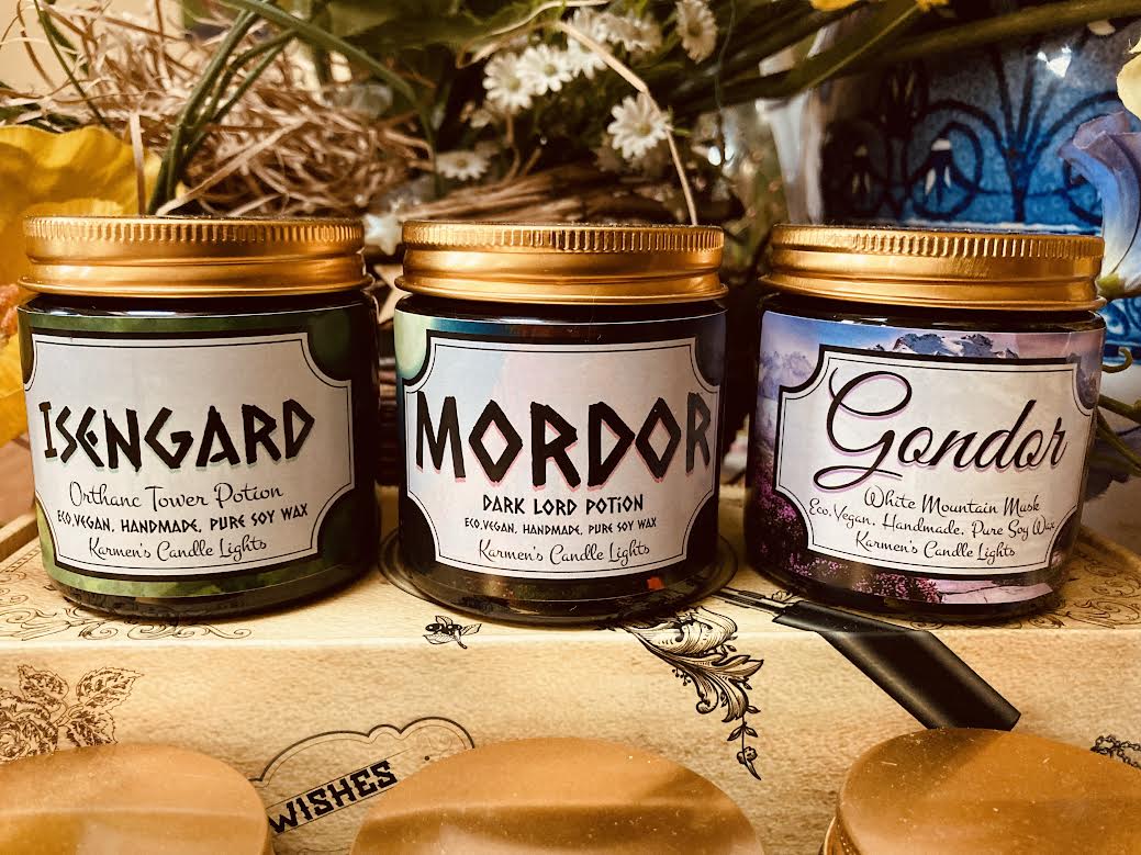 Bookish Candles, Tolkien Candle Gift Set, Gondor, Isengard, Mordor Candle, Book inspired Candles, Tolkien Candles, Pure Soy Wax Candle