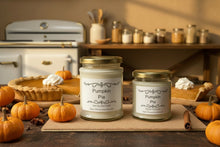 Load image into Gallery viewer, Pumpkin Pie candles by Karmen’s Tearoom, Hand poured soy wax candles with gorgeous pumpkin pie fragrance, slow living, cosy cottage, autumn candles