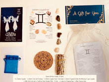 Load image into Gallery viewer, Gemini crystal set with sage smudge stick