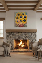 Load image into Gallery viewer, Original Painting of sunflowers, oils, thick layers, impasto technique by Karmen, Home decor