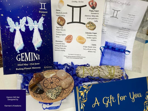Gemini horoscope gift set with crystals