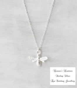 Sterling Silver Bumble Bee Necklace, 925 Sterling Silver Bee Jewellery