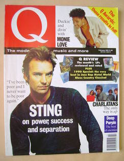 Q Magazine February 1991 Issue 53 Sting front cover