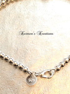 925 Sterling Silver Dreamcatcher Bracelet, Sterling Silver Bead Bracelet. Large