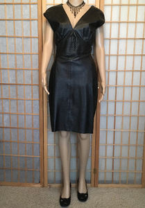 Vintage Black Leather Dress, UK Size 10