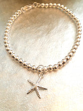 Load image into Gallery viewer, Large Sterling Silver Starfish Bracelet, 925 Sterling Silver Bead Bracelet